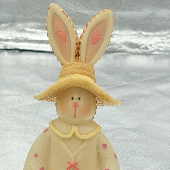 Vintage Bunny‎ Figurines Dresses Baskets Flowers Hats set of 2 Easter Gardening - Picture 10 of 14